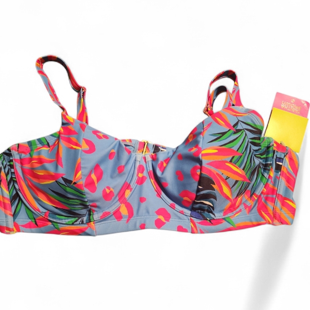 Tropical Leaf Underwire Bikini Top in Multicolor